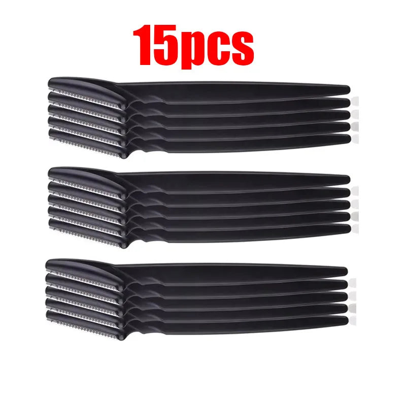 5/10/15pcs Eyebrow Trimmer Makeup Beauty Tools Safe Eye Brow Razor Face Body Hair Removal Shaver Blades Eyebrows Shaping Knife Oasis Select 15pcs Black