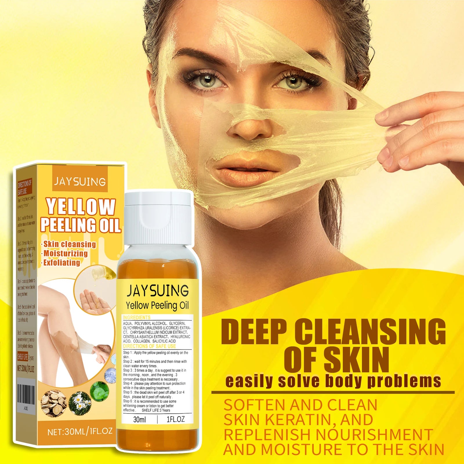 Jaysuing Whitening Yellow Peeling Oil – Dark Spot & Exfoliating Skin Peeling Oil Oasis Select