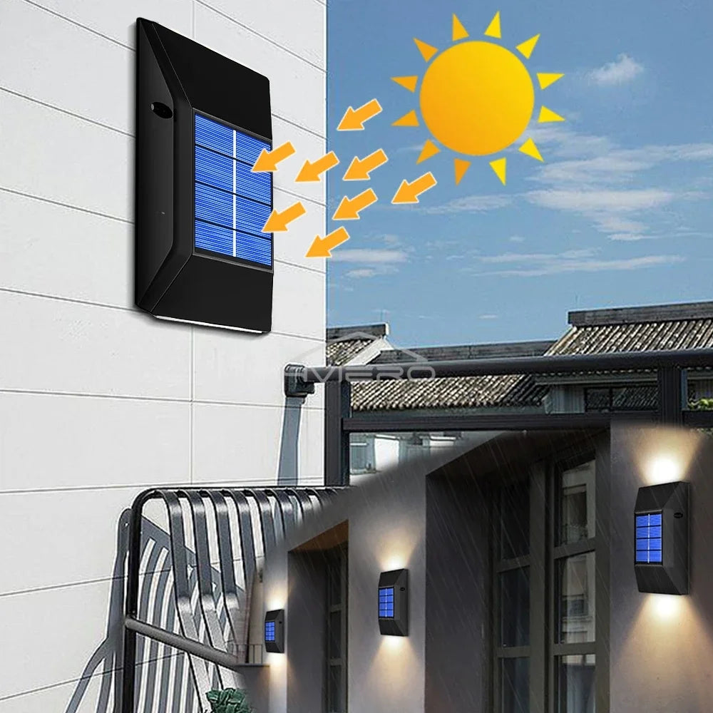 Solar LED Outdoor Wall Light IP65 Waterproof Garden Fence Lamp
