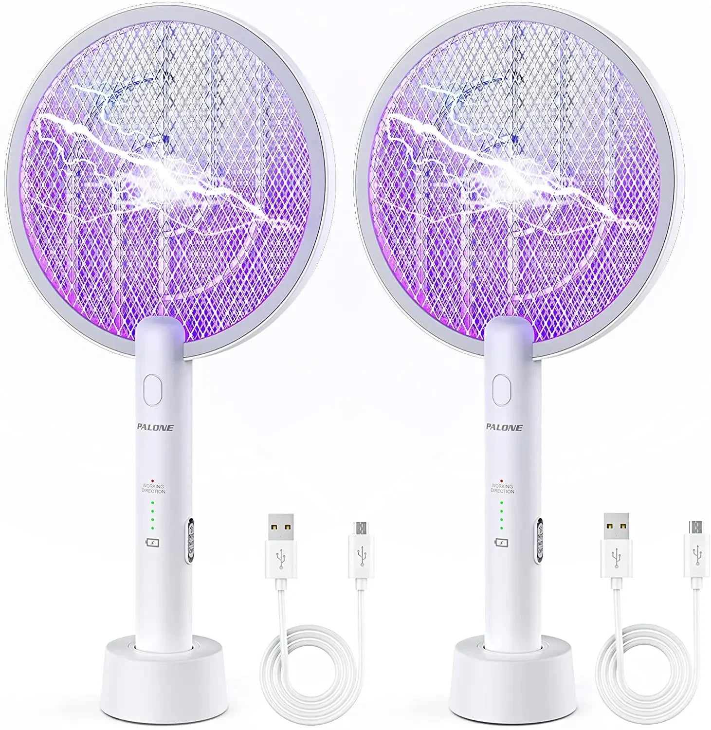 2 in 1 Mosquito swatter Electric Fly Bug Killer Lamp Zapper with 1200mAh Battery USB charge with Safety Mesh for Indoor,Outdoor Oasis Select 2pc