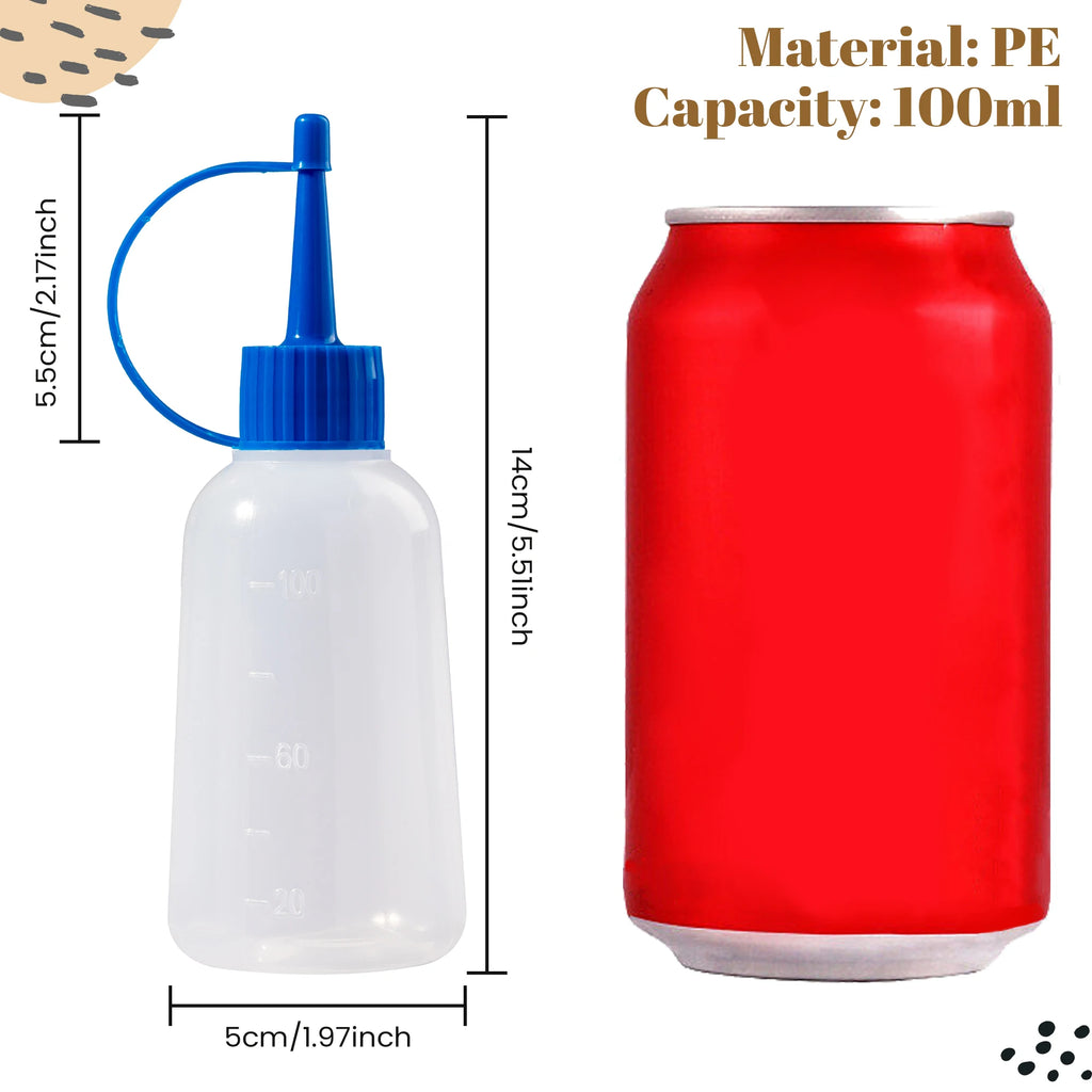 5 Pieces 100ml Plastic Clear Tip Applicator Bottle Plastic Squeeze Bottle With Tip Cap For Crafts Art Glue Multi Purpose Oasis Select