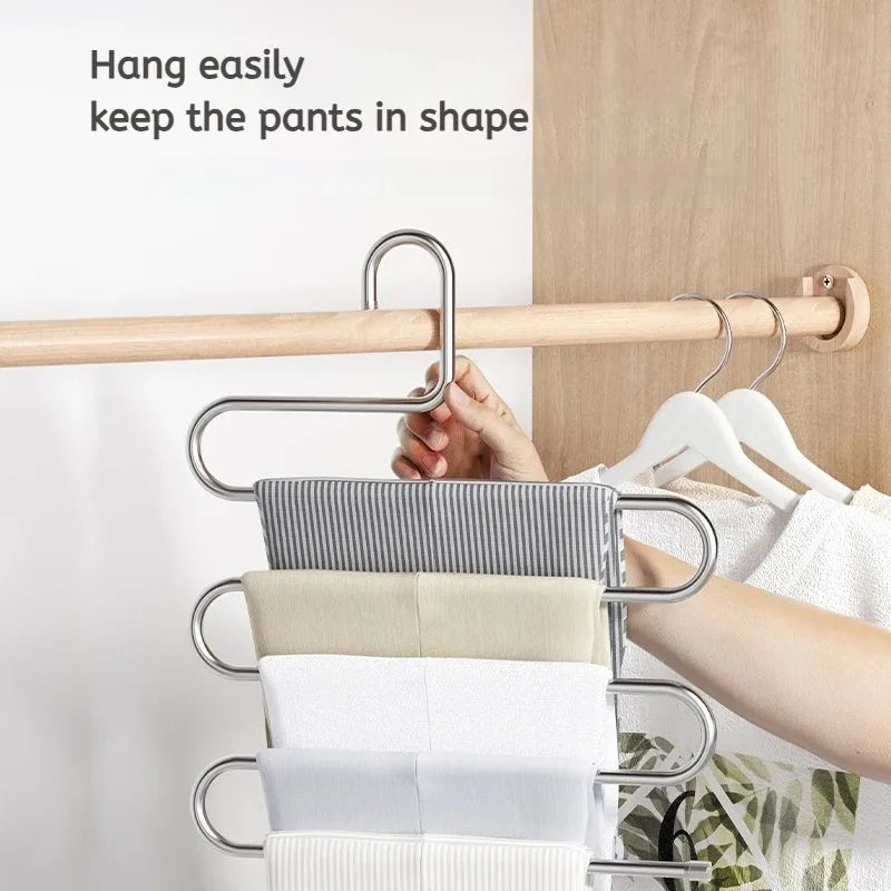 5 Layers Multi-functional Clothes Hangers Non-slip Pant Storage Rack Cloth Rack with Multiple Functions for Hanging and Storage Oasis Select