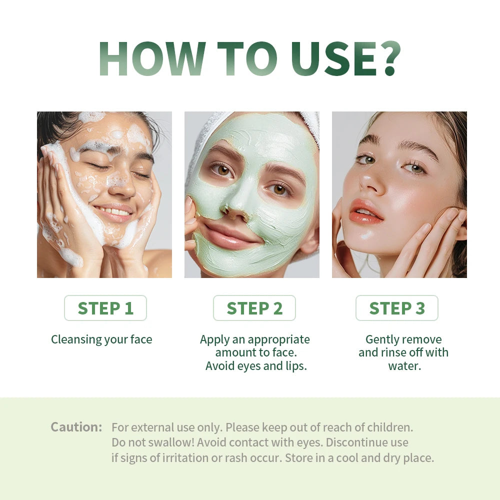 40g Face Clean Mask Green Tea Extract Cleansing Stick Deep Moisturizing Remove Blackhead Film Smear Refreshing Oil Control Mask Oasis Select