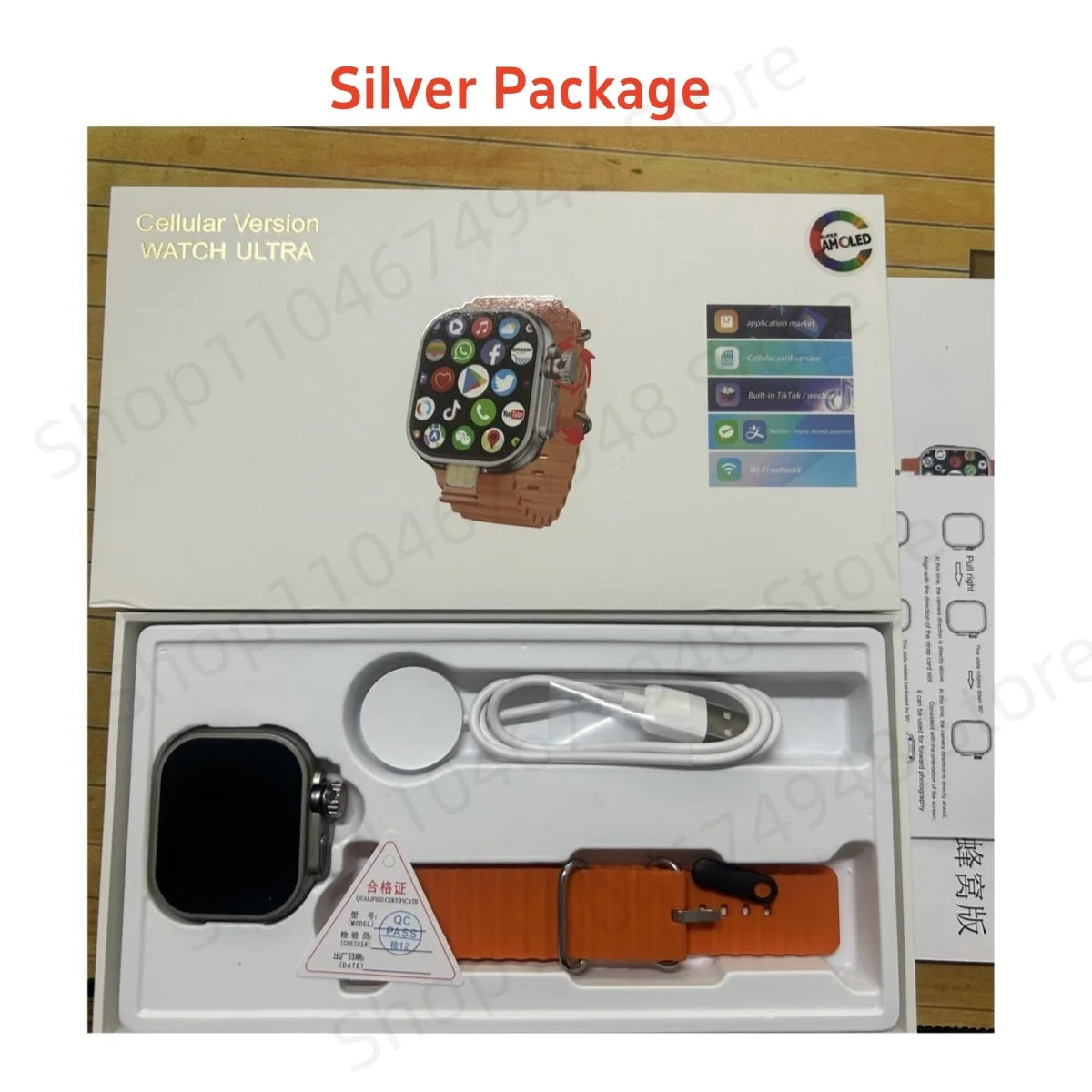 S10 Ultra CD12 Smartwatch Android 10.0 5G LTE Full Netcom Sim Card Rotary Camera GPS WIFI Touch encoder 4G Smart Watch Men Women Oasis Select Silver Orange 4GB 64GB