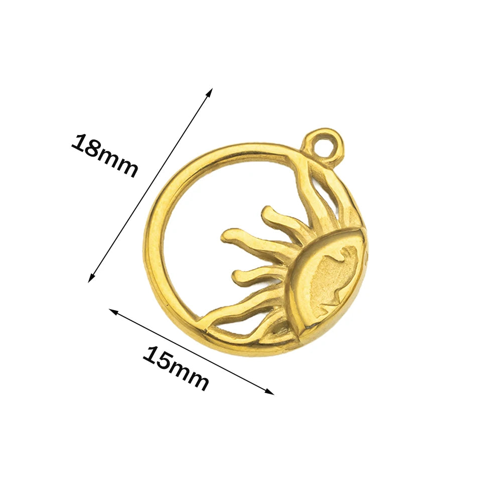 5pcs Stainless Steel Celestial Sun Charms Smile Pendants DIY for Necklace Bracelet Jewelry Making Craft Supplies Party Decor Oasis Select Gold 15X18mm
