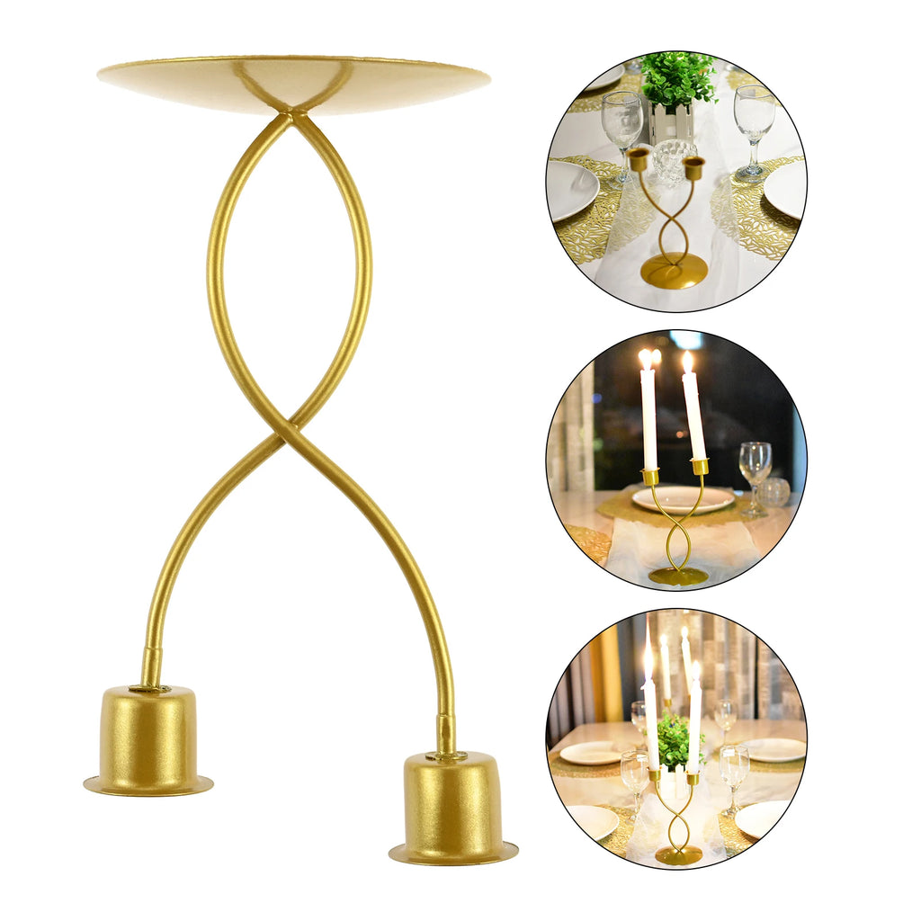 Fits for Living Room,study Room,Decorate Birthday Parties,candlelight Dinners 1Pc 2-head Golden Curved Candlestick Nordic Design Oasis Select