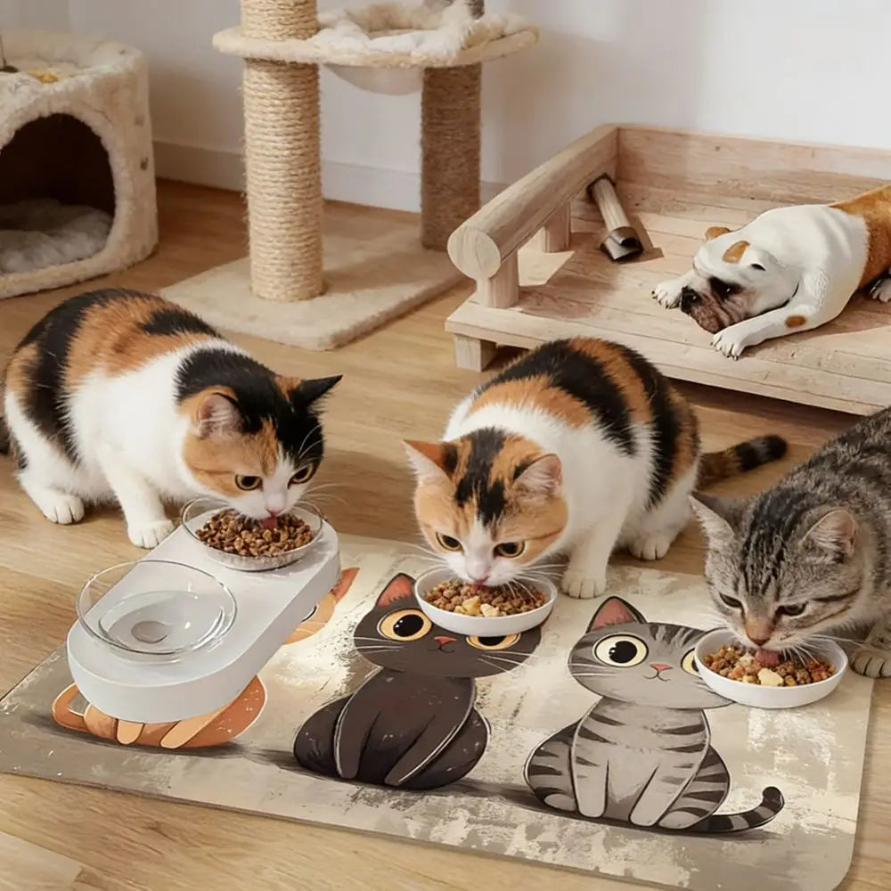Practical Cartoon Cat Feeding Mat Non-slip Diatom Mud Dog Food Bowl Mat Quick-dry Desktop Pet Bowl Pad for Pet Shop Oasis Select
