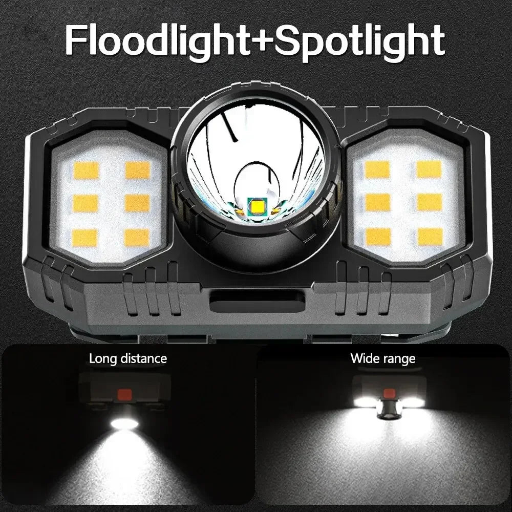 New LED Headlight COB Mini Portable USB Rechargeable Waterproof Fishing Work Light Outdoor Long Shot Head Mounted Torch Oasis Select