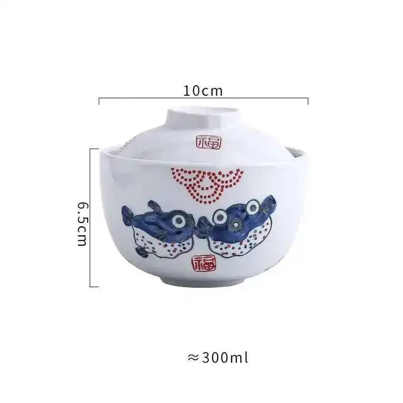 Japanese Ceramic 4.25Inch Stew Pot Bowl With Lid Steam Egg Soup Bowl Steaming Cup Slow Cooker Home Restaurant Tableware Oasis Select Style 3