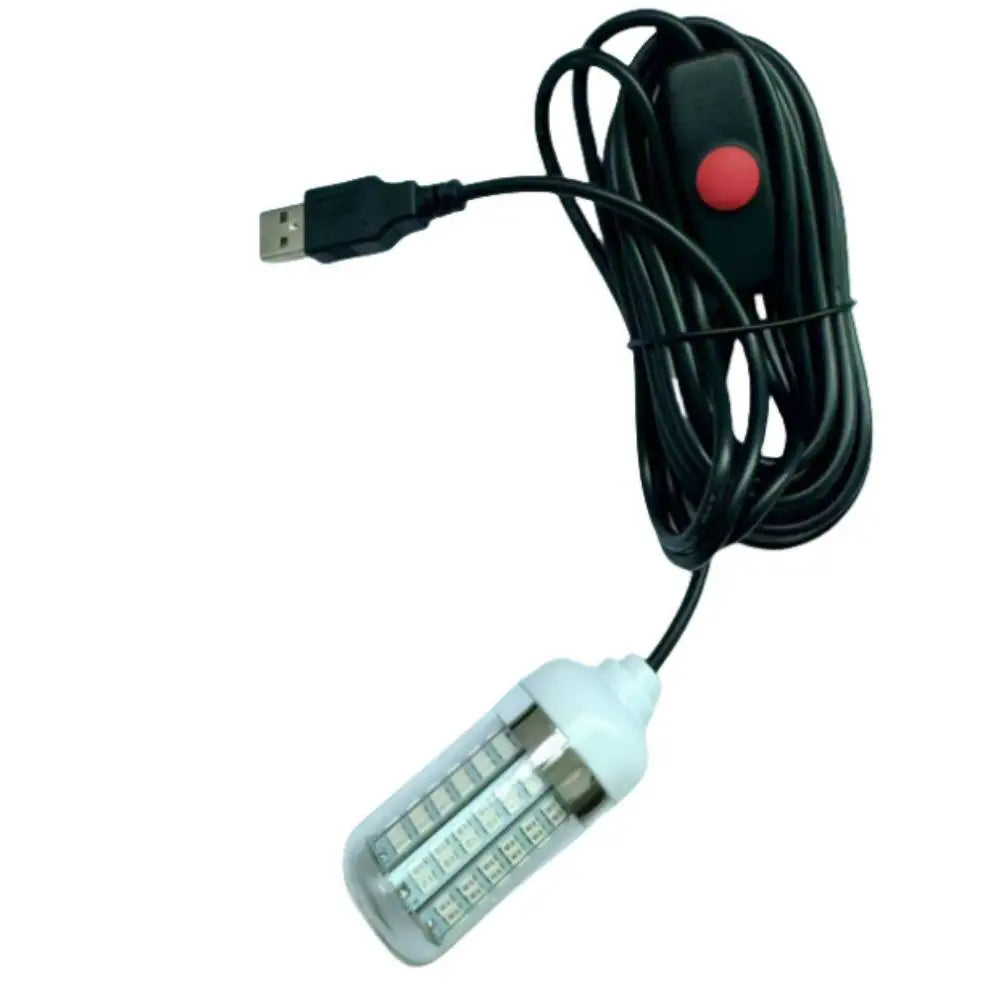 5V Underwater Fish Lure Lamp Green/white/blue/warm Light USB LED Fish Finder Light With 5m Line Raft For Night Fishing Parts Oasis Select yelllow