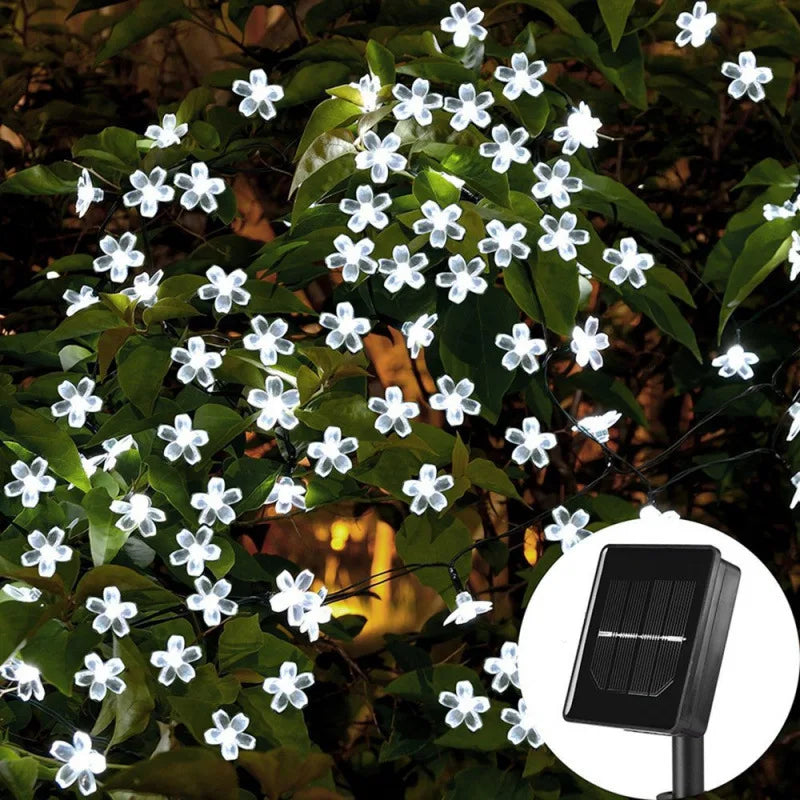 Led Solar Light String Cherry Blossom Bubble Ball String Outdoor Waterproof Christmas Festival Decorative Light String Oasis Select Cherry white 6.5M 30 lights solar