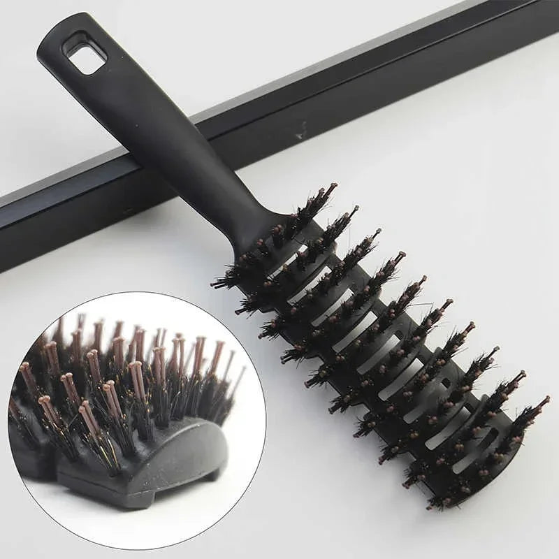 Boar Bristles Detangling Hair Brush Hollow Out Tangled Hair Comb Quick Dry Anti Static Curl Define Styling Brush Barber Tool New Oasis Select