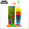 Colorful Expandable Plastic Straw Cup with Leak Proof Lid Siphon Mug for Summer Outdoor Travel Home Juice Milk Water DrinkingUse Oasis Select 1Set