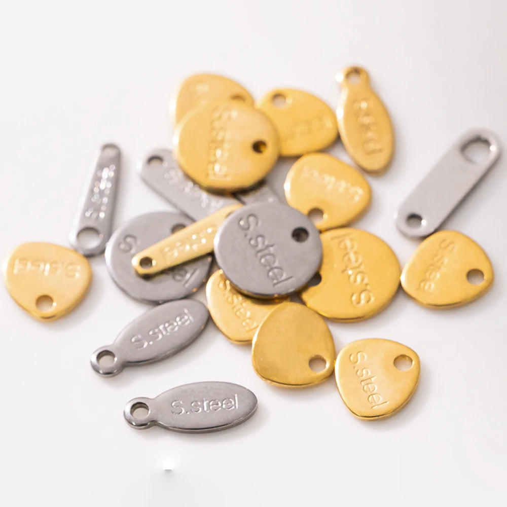 No Fade 50pcs Stainless Steel End Charms Pendants Vacuum Plating Gold Color Chain Extension Tail Charms for Jewelry Making DIY Oasis Select