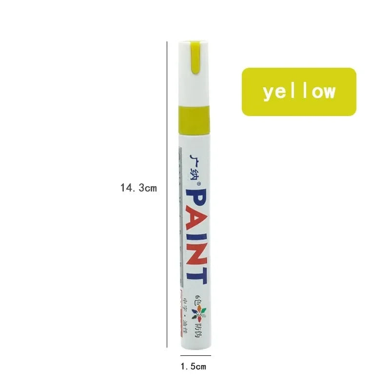 1/2pcs Oily Painting Pen Waterproof Permanent Graffiti Touch Up Tyre Marker Auto Rubber Tire Tread Mark Pen For Bike Cars Metal Oasis Select Yellow