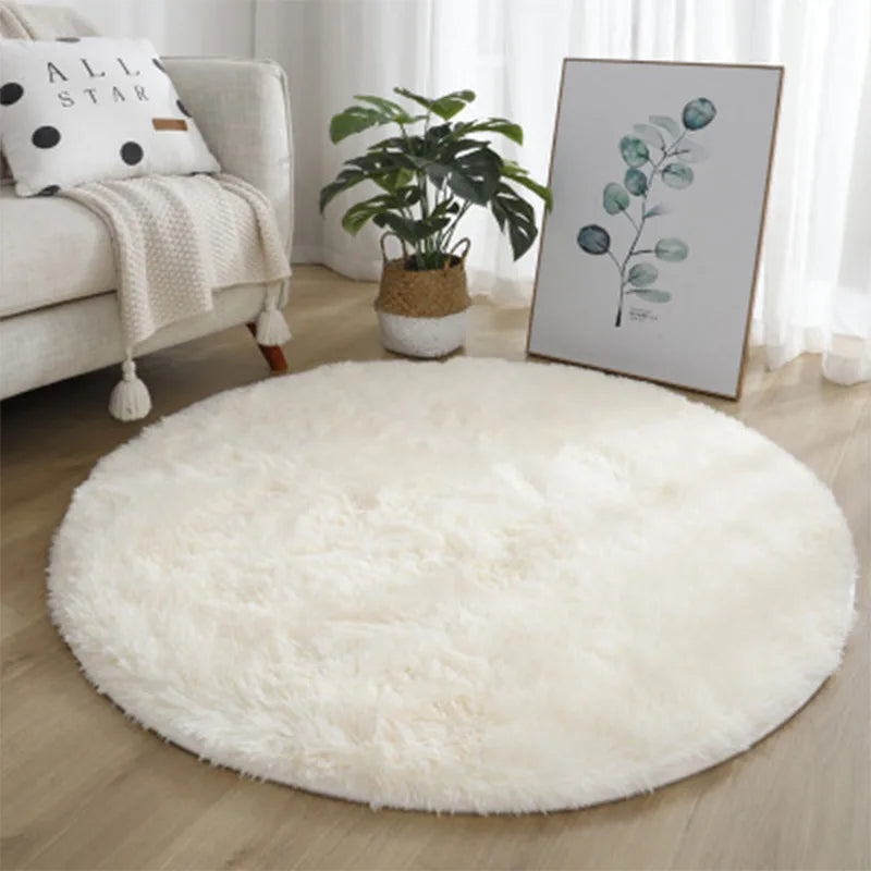 Super Soft Fluffy Round Rug Plush Carpet for Living Room Decor Cozy Bedroom Nursery Kids Room Home Floor Mat Decorative Oasis Select White 100CM