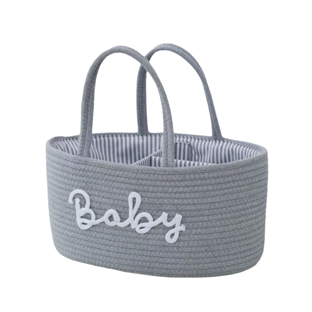 Cotton Rope Baby Diaper Storage Basket | Foldable Organizer