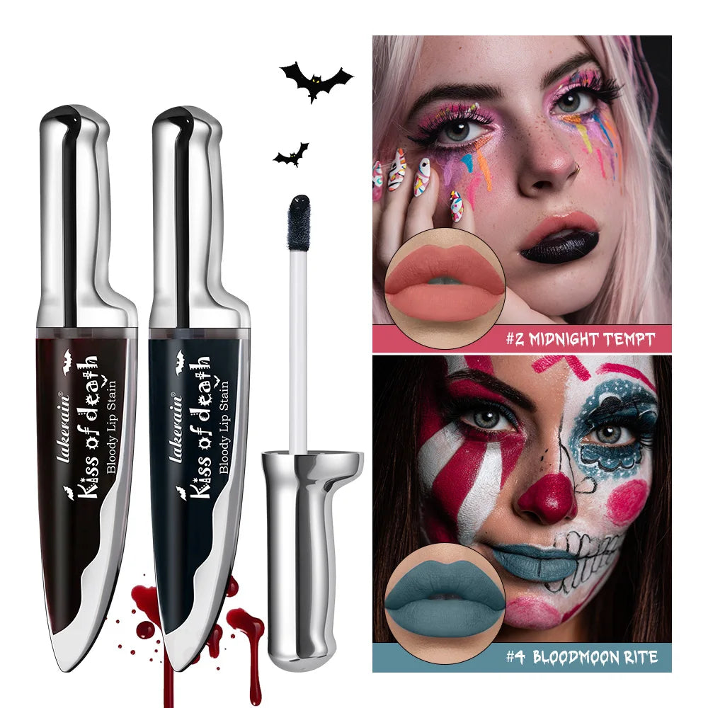 Lip Stain Kiss of Death Bloody Gothic Matte Long Lasting Waterproof Non Stick Color Darkens Over Time Vampire Makeup Oasis Select