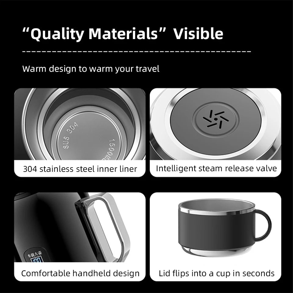 Car Mounted Kettle 2025 New 12V24V Universal Heating And Insulation Integrated Car Essential Stainless Steel 304 Electric Kettle Oasis Select