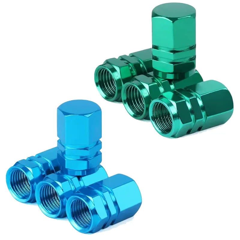 4 Aluminum Alloy Car Tire Valve Caps Hex Tyre Stem Cover Air Dust