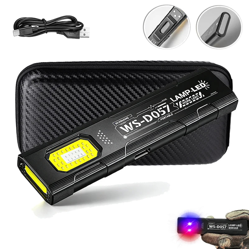 550LM EDC Flashlight USB-C Rechargeable | COB + Red & Blue Modes