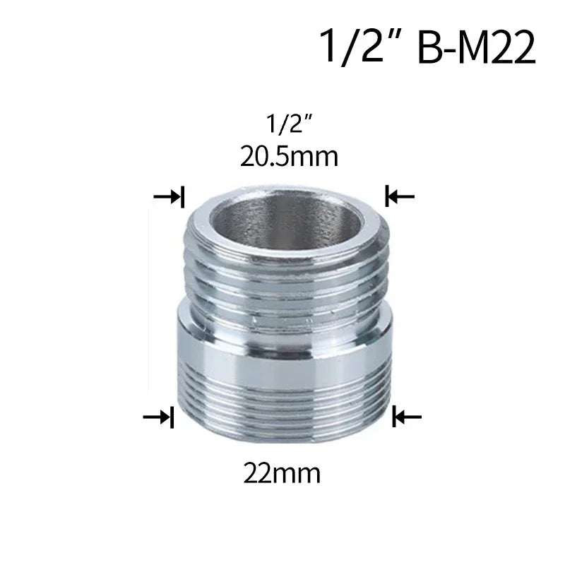Water Faucet Coupler 1/2 To M16 M18 M20 M22 M24 M28 M32 Thread Connector Conversion Tap Adapter Fitting Bubbler Kitchen Bathroom Oasis Select B-M22