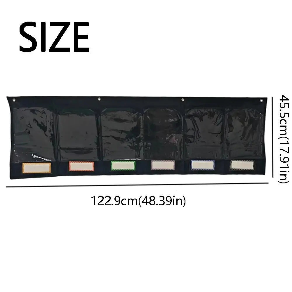 Sturdy Horizontal Storage Pocket Chart Reusable with 6 Clear Pockets Wall Pocket Chart with Label Durable Foldable Oasis Select