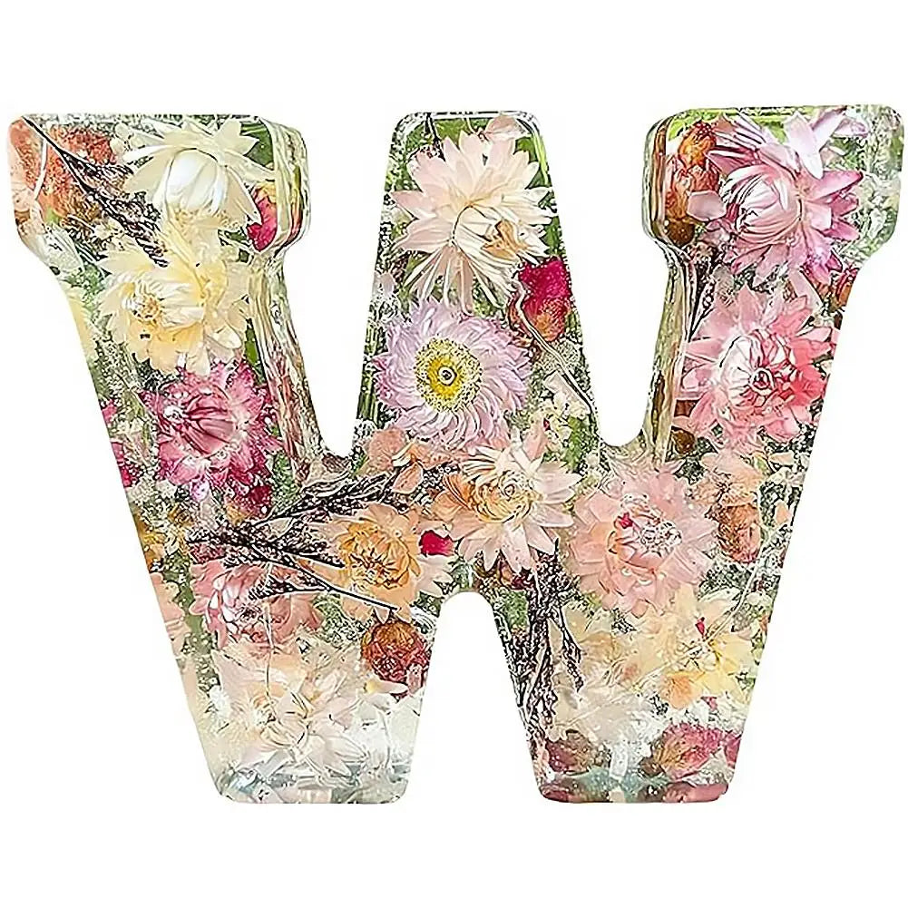 Floral Resin LED Letter Light – Dried Flower Night Lamp