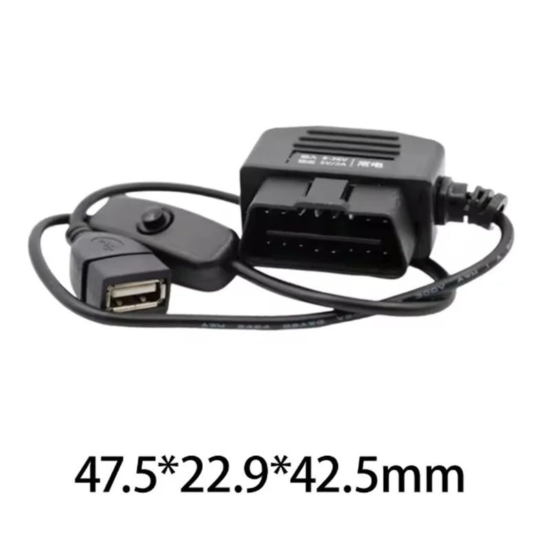 OBD Hardwire Kit 5V ACC Power ACC Hardwire Kit 24 Hours Parking Monitoring with USB Female Port Accessory for Dash cam Oasis Select