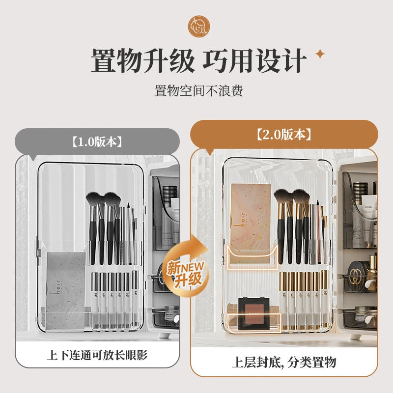 Large Cosmetic Storage Box Light Luxury Desktop Capacity Dustproof Storage Rack Household Vanity Lipstick Cosmetics Storage Box Oasis Select