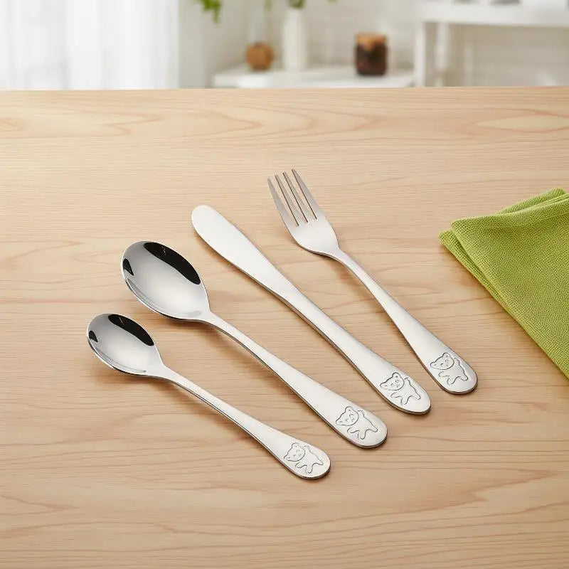 Kids Bear Flatware Set – Stainless Steel Fork Spoon & Knife