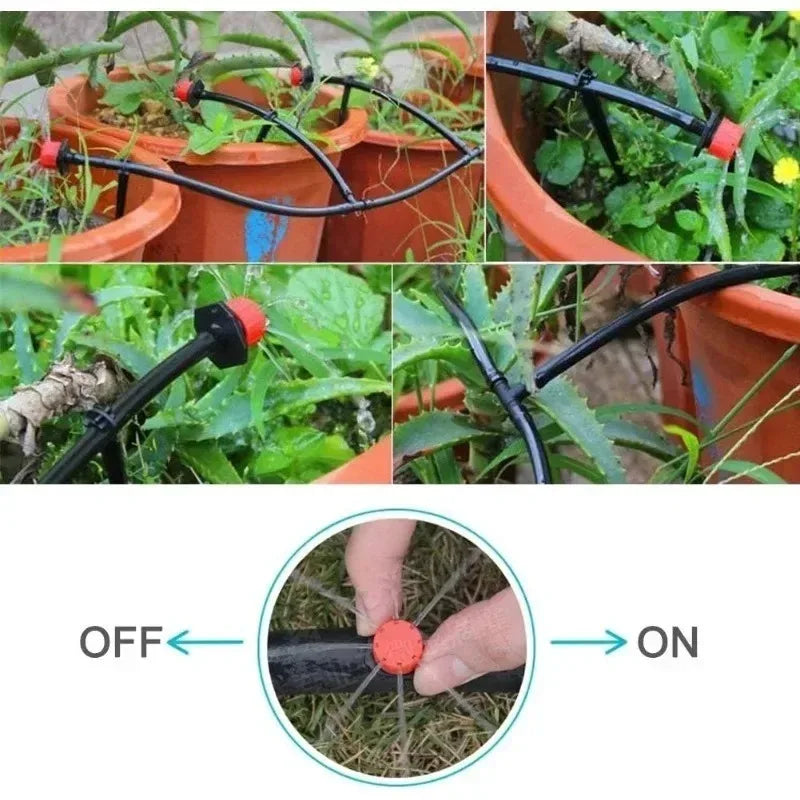 50-800PCS Adjustable 8 Hole Red Cap Drip 360 Degree Watering Adjustable for Garden Watering Pipe System Anti Clogging Dripper Oasis Select