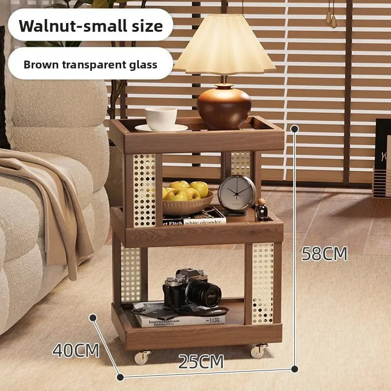 Multi-functional Household removable sofa side coffee table cabinet bedroom small side storage cabinet Oasis Select Brown A