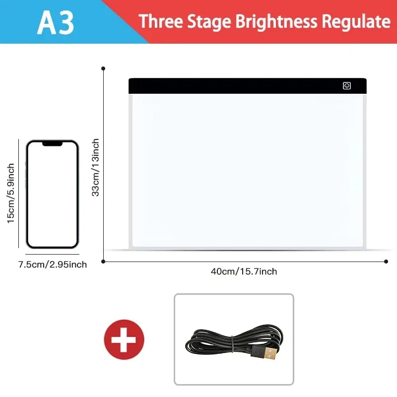 Transparent LED Light Pad for Drawing And Writing Ideal Copy Table for Artists And Students Anime Art Replication Tracing Tool Oasis Select A3