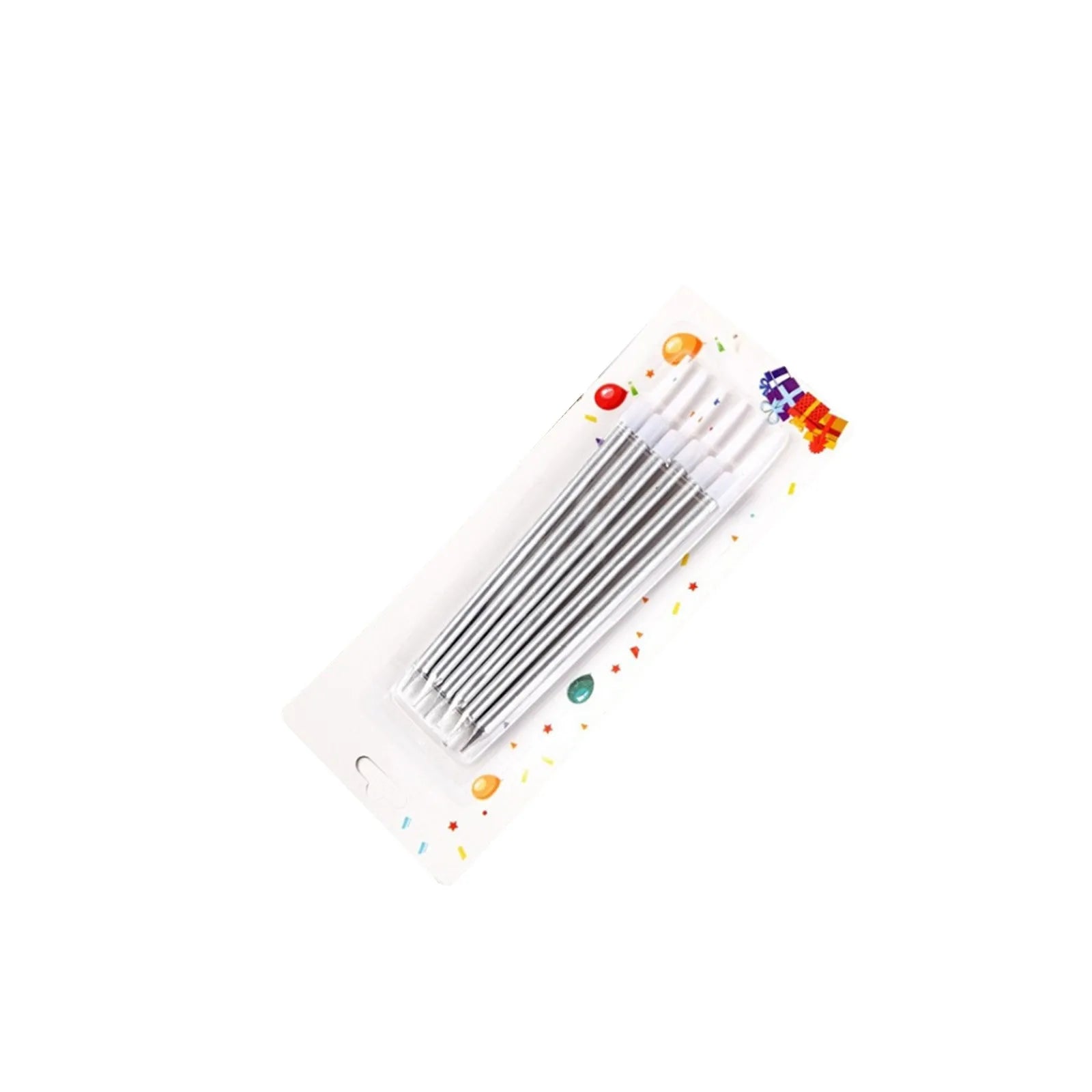 6pcs Metal Gold Silver Birthday Candles DIY Colorful Cake DecorasWedding Baby Shower Supplies Color Cake Topper Oasis Select Silver
