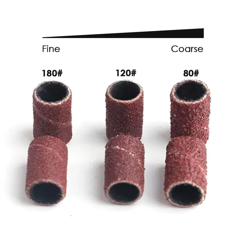 50-300pcs Sanding Cap Bands For Electric Manicure Machine 180/120/80Grit Nail Drill Grinding Bit Files Pedicure Tool Set BEND261 Oasis Select