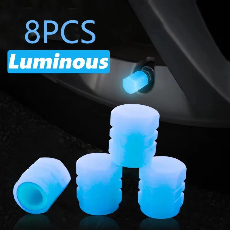 4-24PC Luminous Valve Caps Fluorescent Red Night Glowing Car Motorcycle Bicycle Wheel Styling Tyre Hub Universal Cap Decor 20Pcs Oasis Select 8PCS Blue