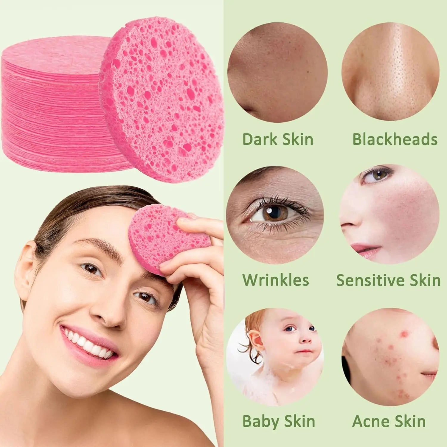 50-1000PCS Compress Face Wash Puff Natural Wood Pulp Sponge Face Wash Puff Foaming Face Puff Cosmetic Puff Face Cleansing Sponge Oasis Select