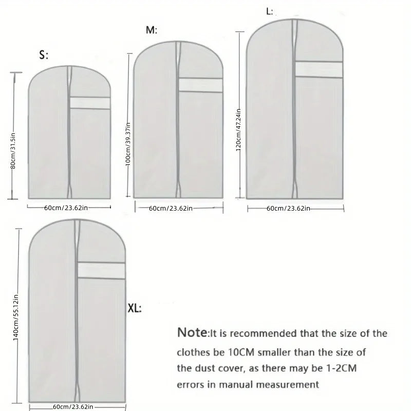 1pcs Suit Dust Cover Bags, Hanging Clothes Storage Bags For Shirt, Suit, Dress, Coat, Portable Dust Proof Garment Bags Oasis Select black 120cm