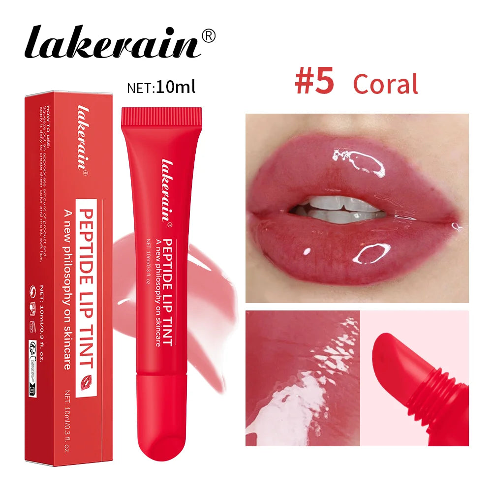 Lakerain Peptide Lip Tint Gloss – Hydrating Mirror Shine, 8 Colors