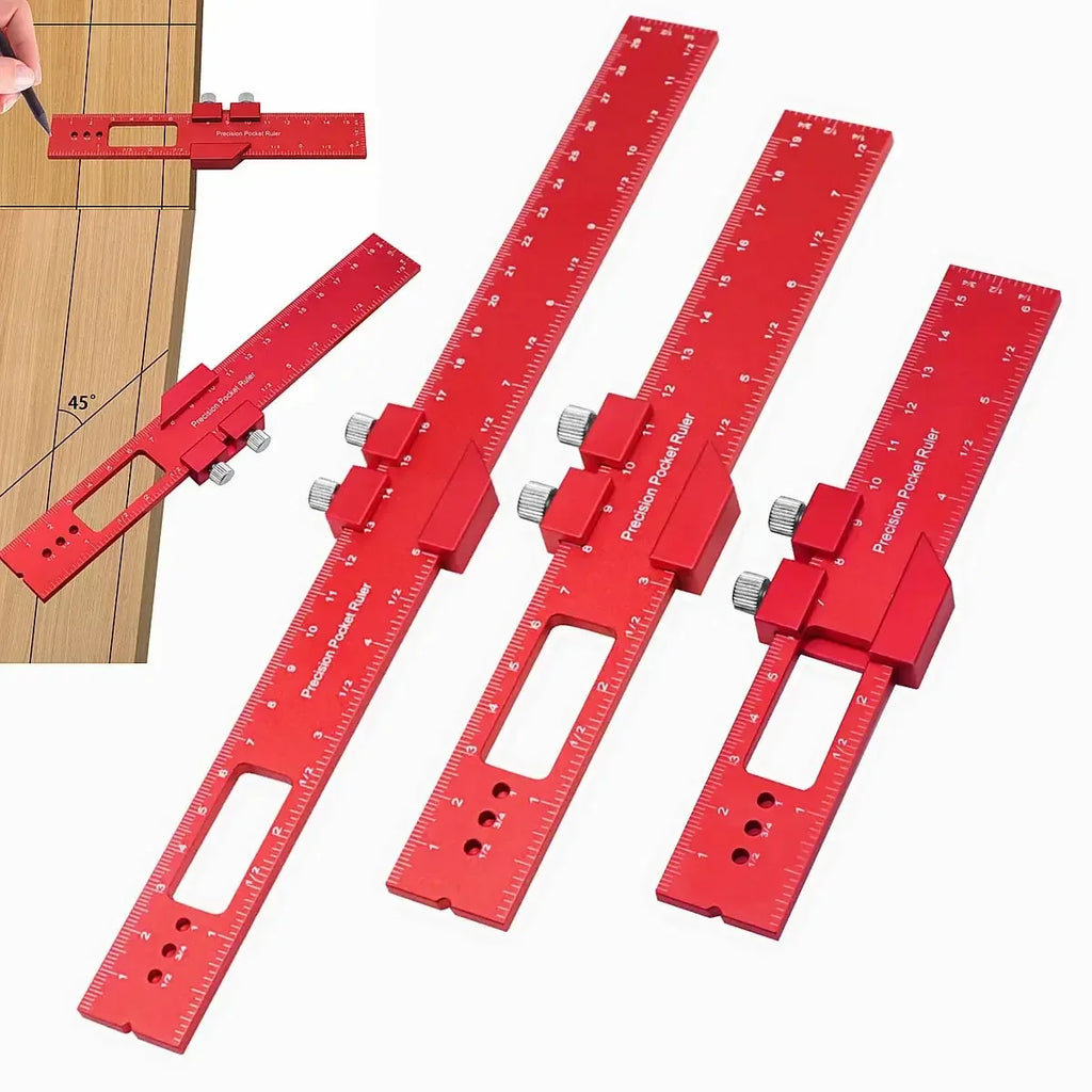 Woodworking ToolsRuler Precision Pocket Ruler Slide Ruler Inch/Metric T-Track Metal Slide Stops Aluminum Precision Rulerler Oasis Select