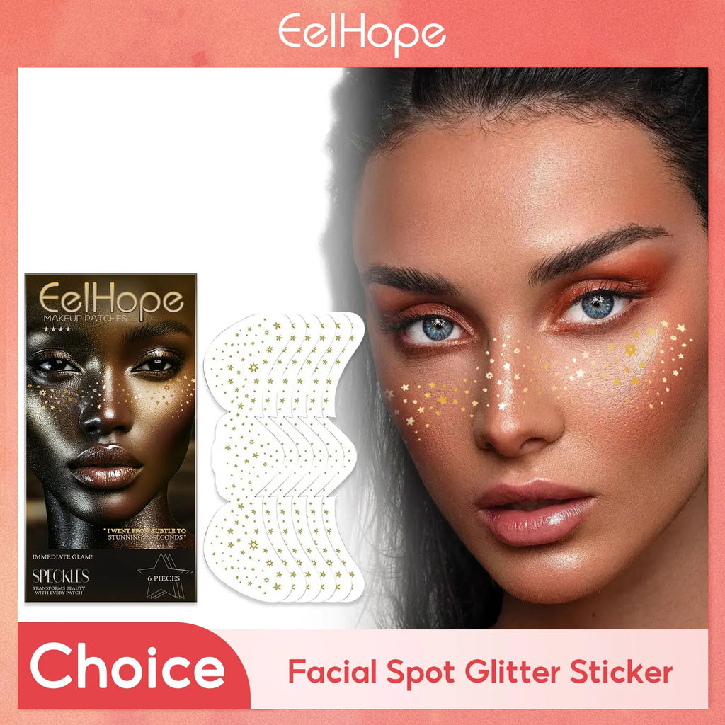 Facial Spot Glitter Sticker Fake Freckle Metallic Golden Irregular Waterproof Temporary Tattoo Star Sticker For DIY Makeup Party Oasis Select