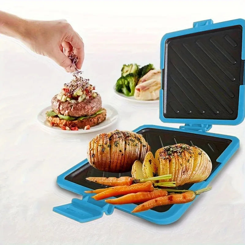 Microwave Oven Specific Baking Tray Waffle Sandwich Square Double-sided Silicone Baking Tray Baking Tool Oasis Select
