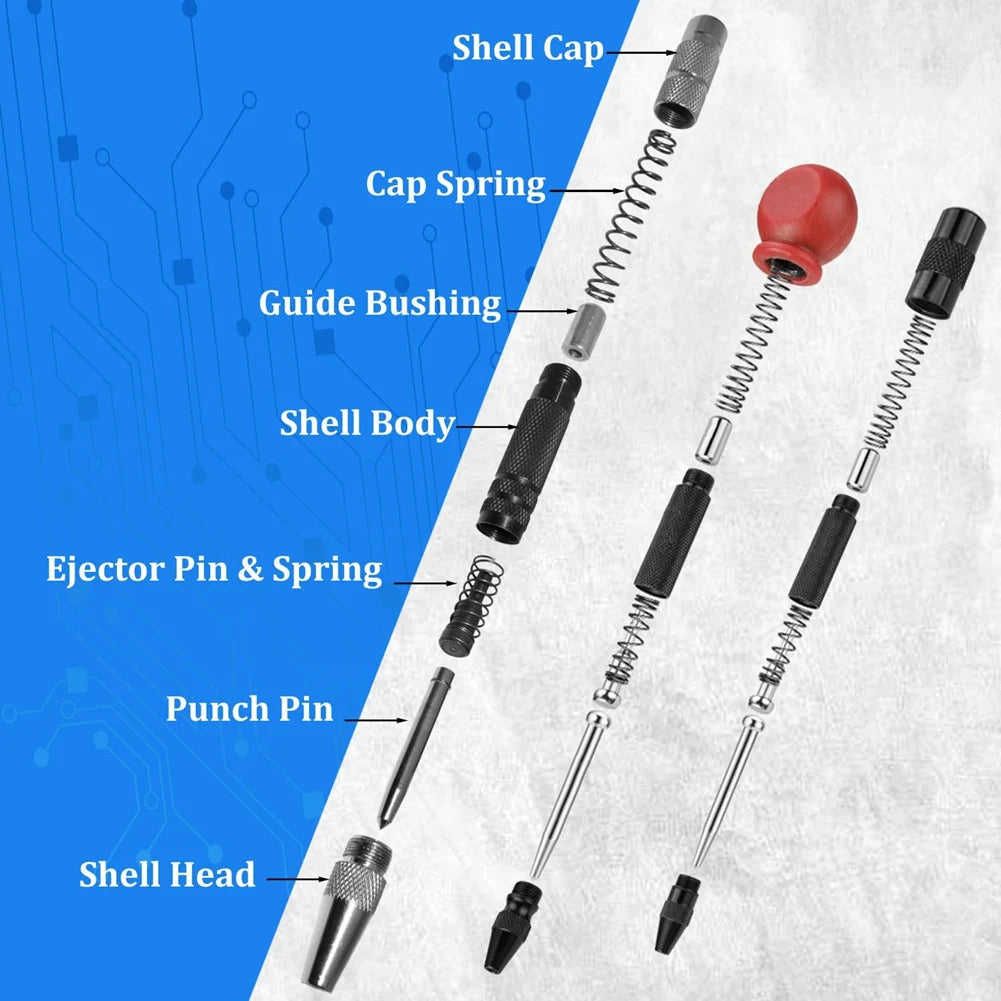 LIKE WISH Adjustable 6In/5In Automatic Center Punch For Precision Hole Punching In Metal, Wood, Glass Oasis Select As Shown
