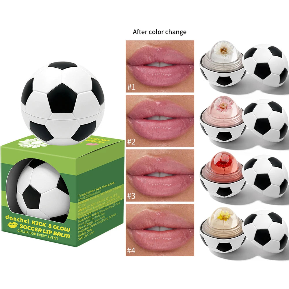 Soccer Ball pH Color-Changing Lip Balm – Flower-Infused & Hydrating
