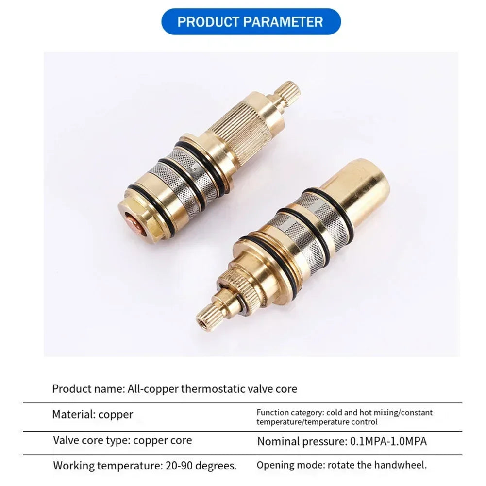 Thermostatic Valve Cartridge Copper for Showers Accurate Temperature Control 35 to 45 Degree with Brass Construction