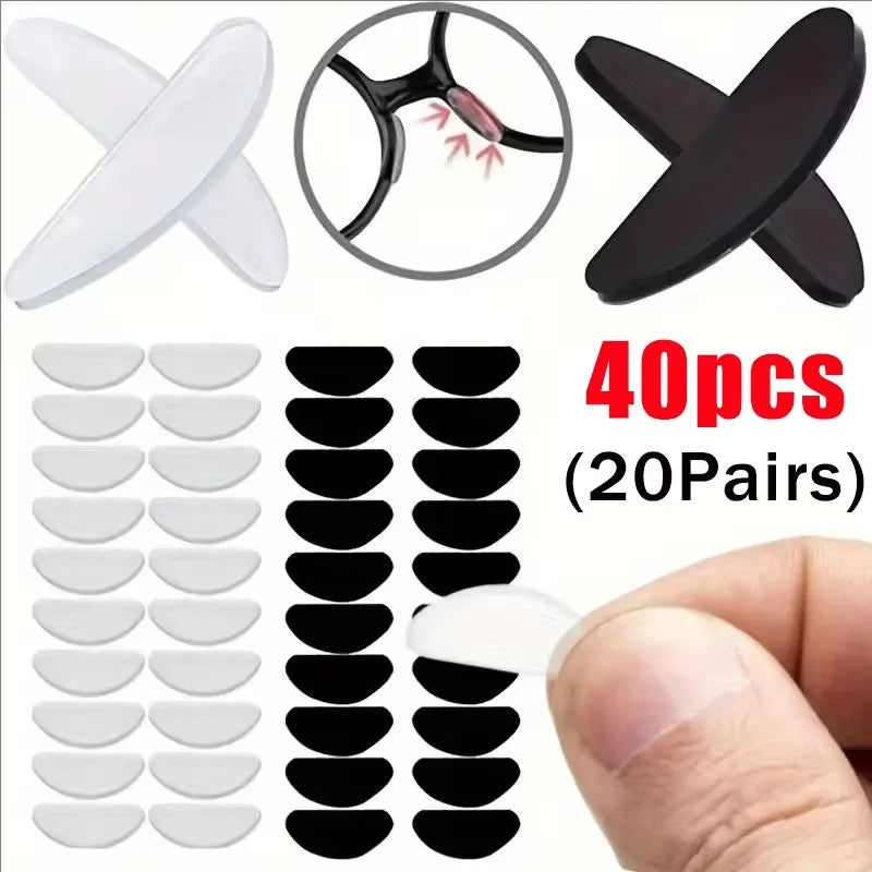 10/20/30/40Pcs Adhesive Nose Pad, Eyeglass Nose Pads Stick On Silicone Anti-Slip For Sunglasses Thin Nose Pads Eyeglasses Oasis Select