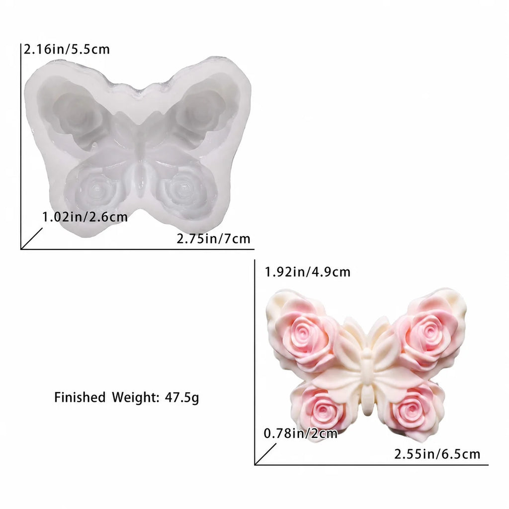 Diy Mold Soft Rose Butterfly Mold Resin Decorative Mold Decorative For Handcraft Creation Commercial Production Craft Teaching Oasis Select White