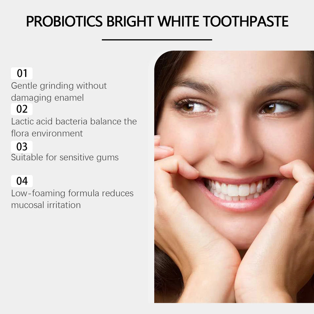Probiotic Toothpaste Whitening Tooth Gentle Cleansing Dental Plaque Stains Remove Oral Bad Breath Tooth Brighten Product Oasis Select