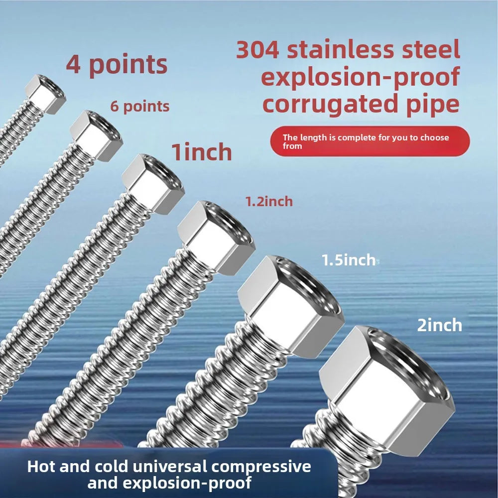 G1/2"G3/4"G1" Stainless Steel Corrugated Water Hard Pipe Hose 20-200cm Oasis Select